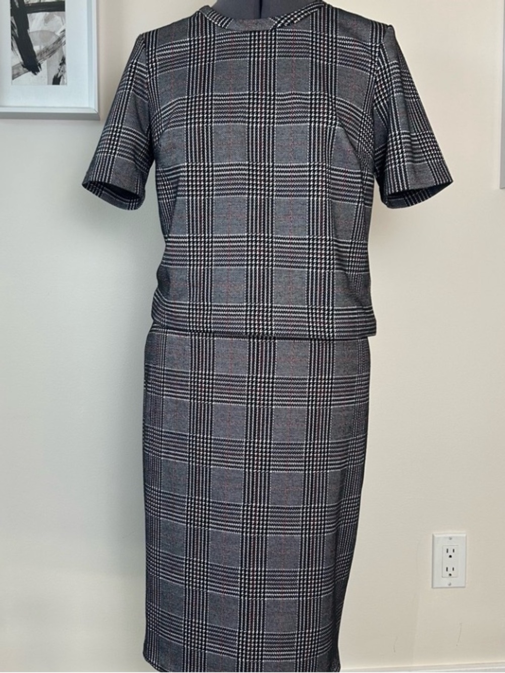 Carolina Belle Plaid Matching Skirt & Top Set | Career | Zip Back